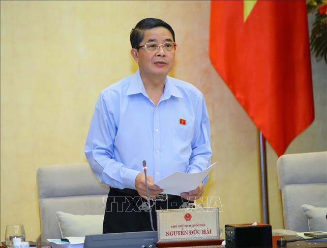 Trong ảnh: Phó Chủ tịch Quốc hội Nguyễn Đức Hải điều hành nội dung phiên họp. Ảnh: Nguyễn Điệp – TTXVN